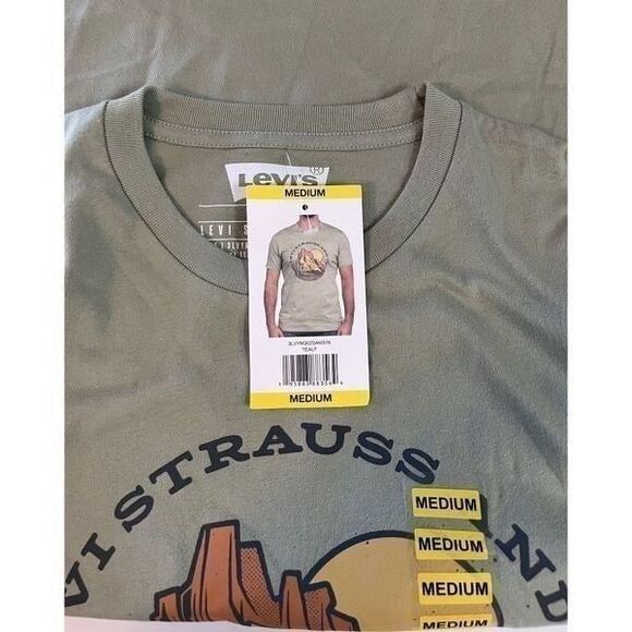 Levi Strauss Graphic Print T-Shirt, Mens Medium Short Sleeve Top Crew Neck - Picture 9 of 10